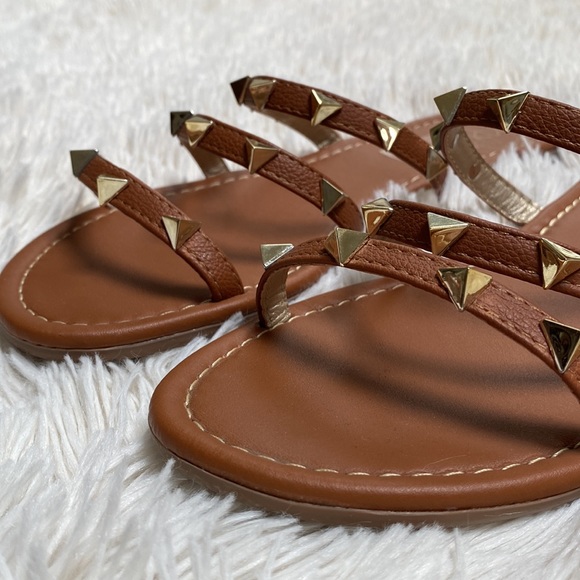 ๐HP๐ Everglades Studded Strap Sandals ๐ Cognac & Gold - Picture 6 of 10
